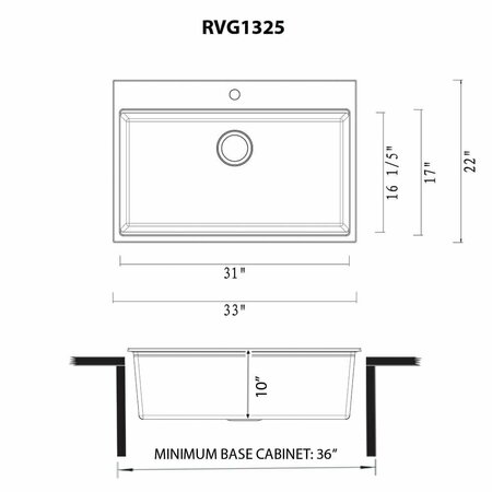 Ruvati 33-inch epiRock Workstation Charcoal Black Topmount Kitchen Sink RVG1325CK
